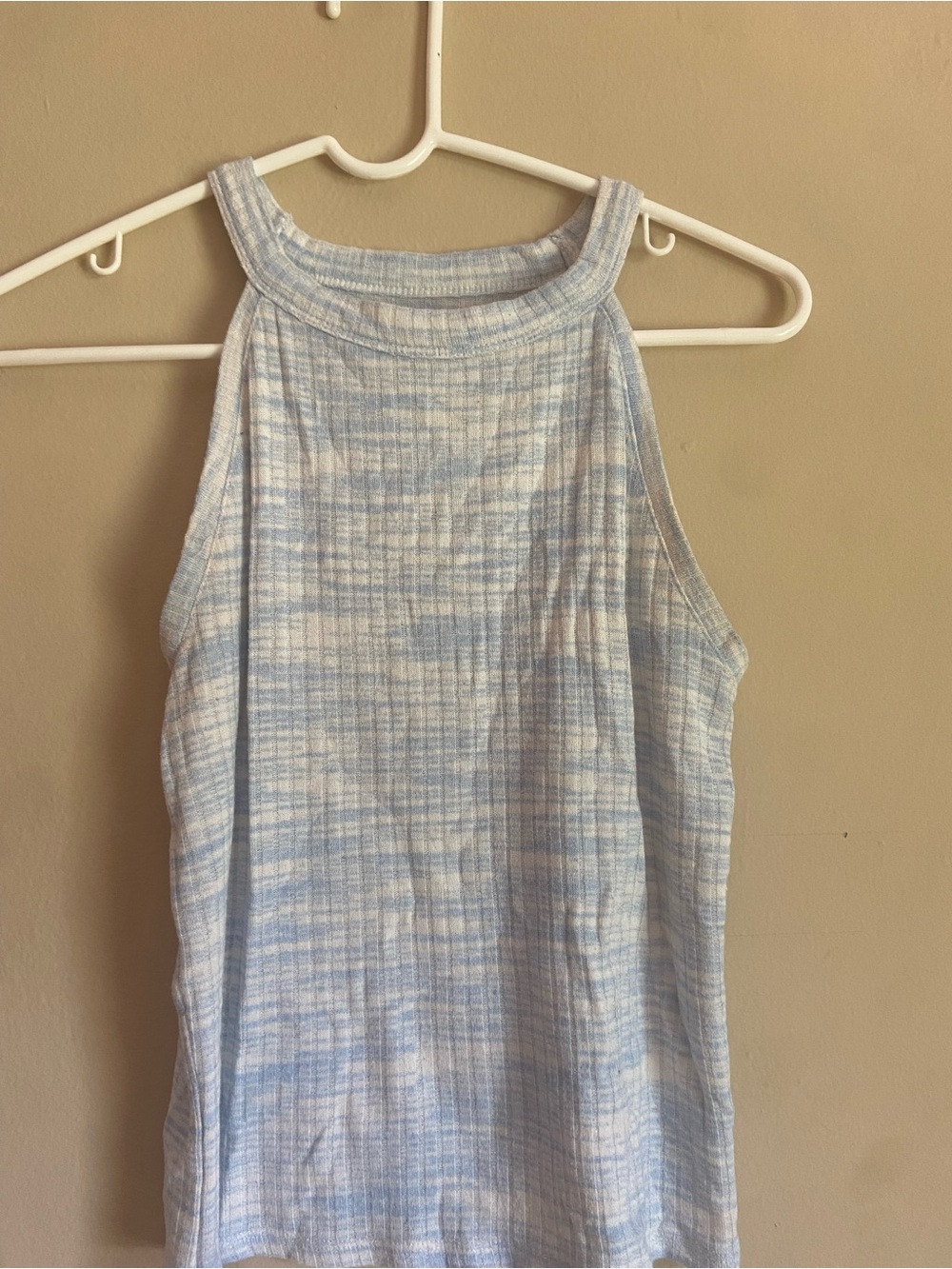 Arizona Patriotic Coconut Girl Classic Light Blue+White Ribbed Halter Tank Top